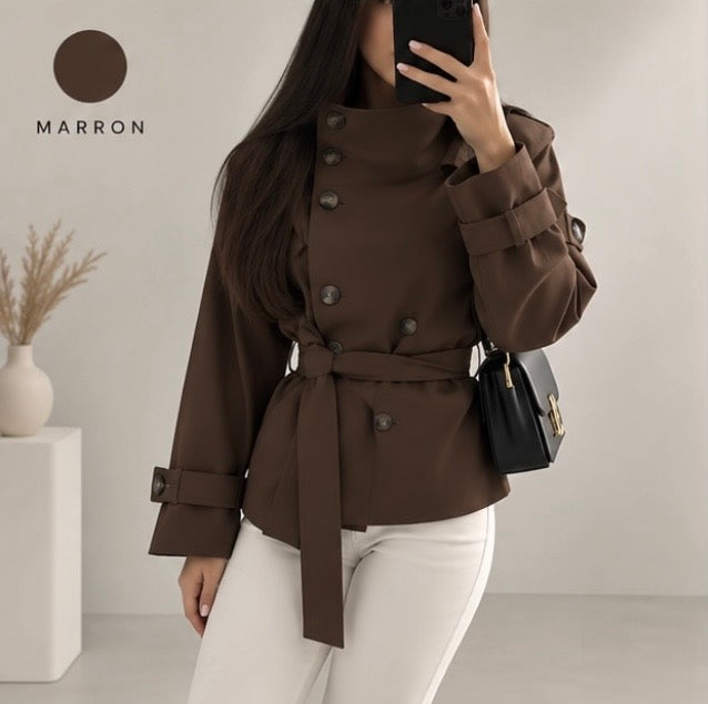 Trench Coat Élégant & Col Montant